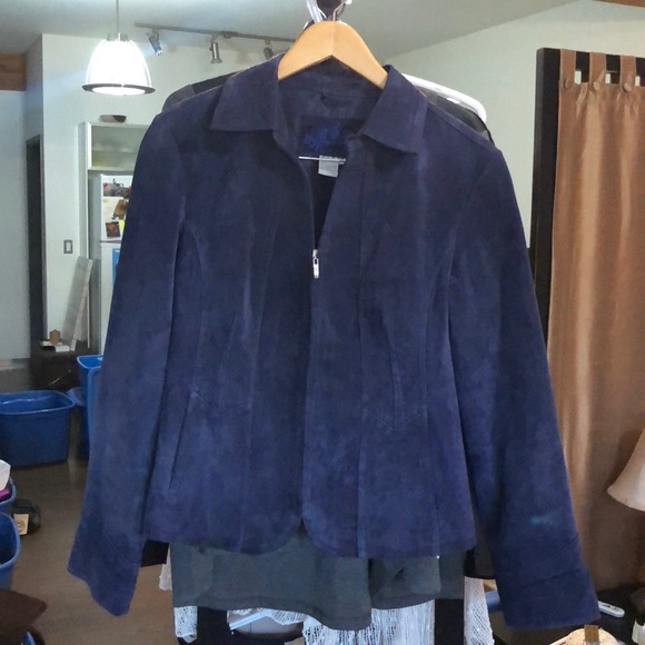 Blue Suede Leather Jacket - Picture 1 of 6